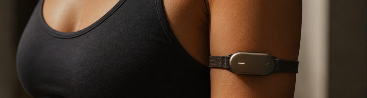 The Awareble band worn on the upper arm